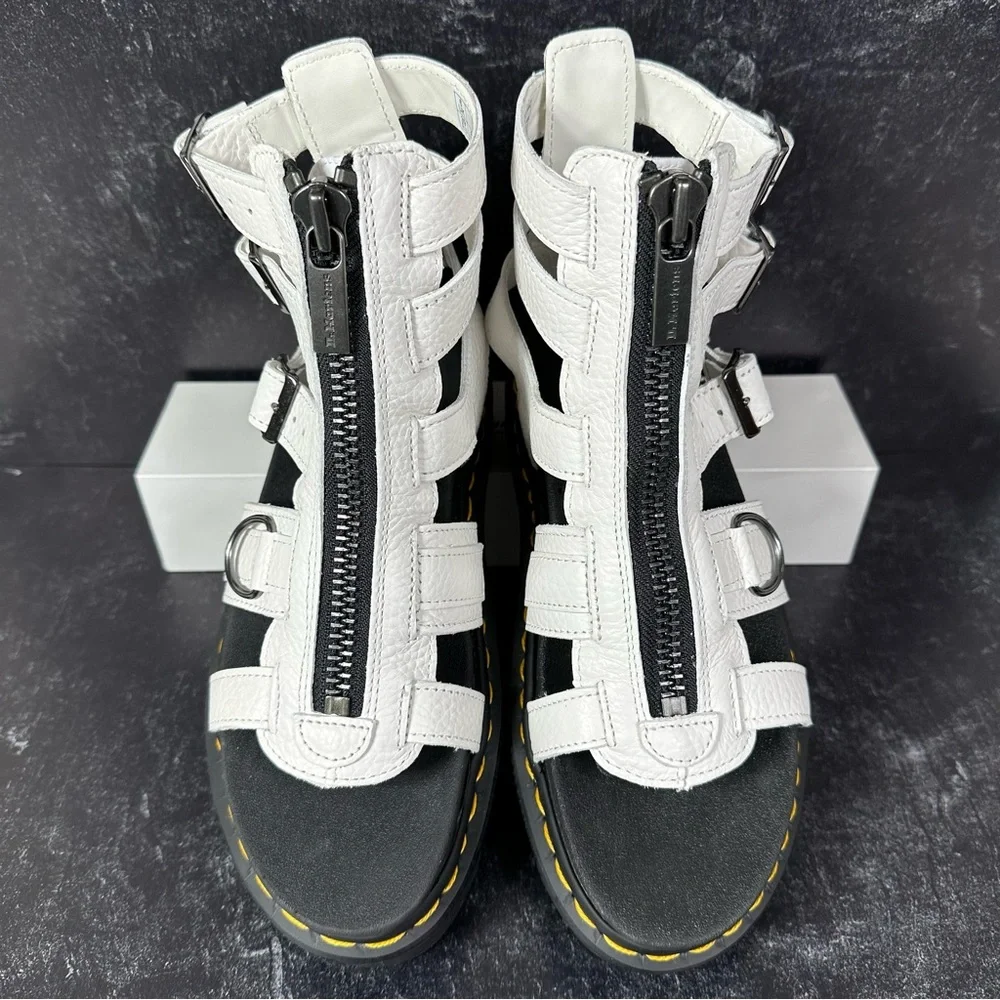 DOC OLSON ZIPPED MILLED NAPPA LEATHER STRAP GLADIATOR SANDALS WOMENS SIZE 8 NEW - Picture 2 of 10